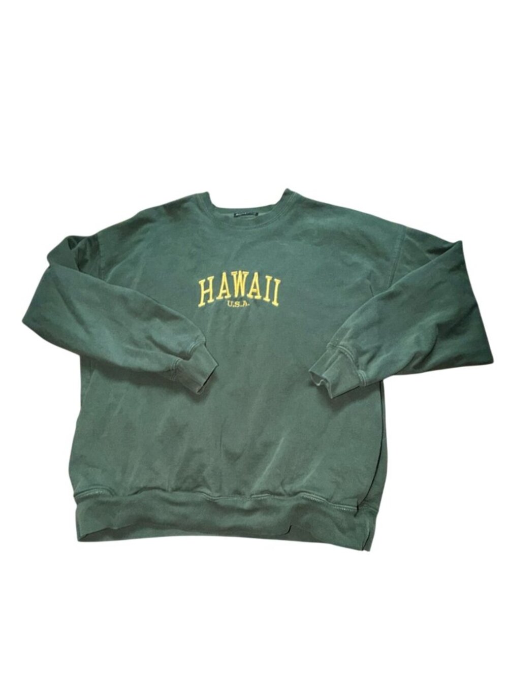 Brandy Melville Erica Sweatshirt Hawaii In Gold Lettering-Green-GUC - Picture 1 of 6